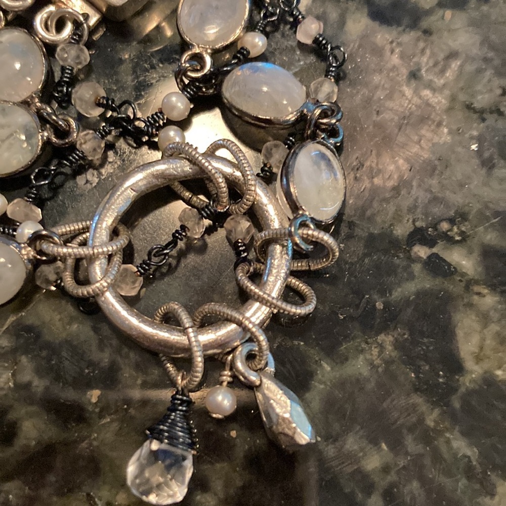 Silver bracelet with moonstones - Picture 7 of 7